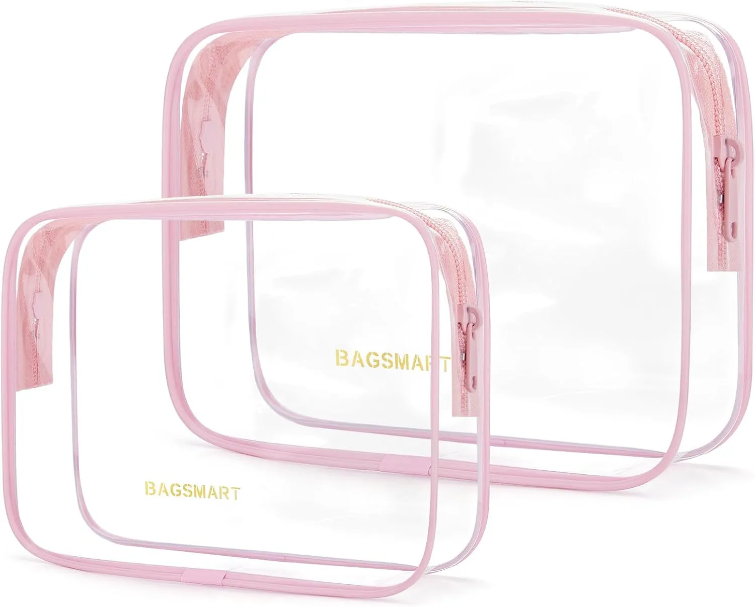 Clear Toiletry Bag, 2 Pack TSA Approved Travel Toiletry Bag Carry on Travel Accessories Bag Airport Airline Quart Size Bags Water Repellent Makeup Cosmetic Bag for Women (Black-2Pcs)