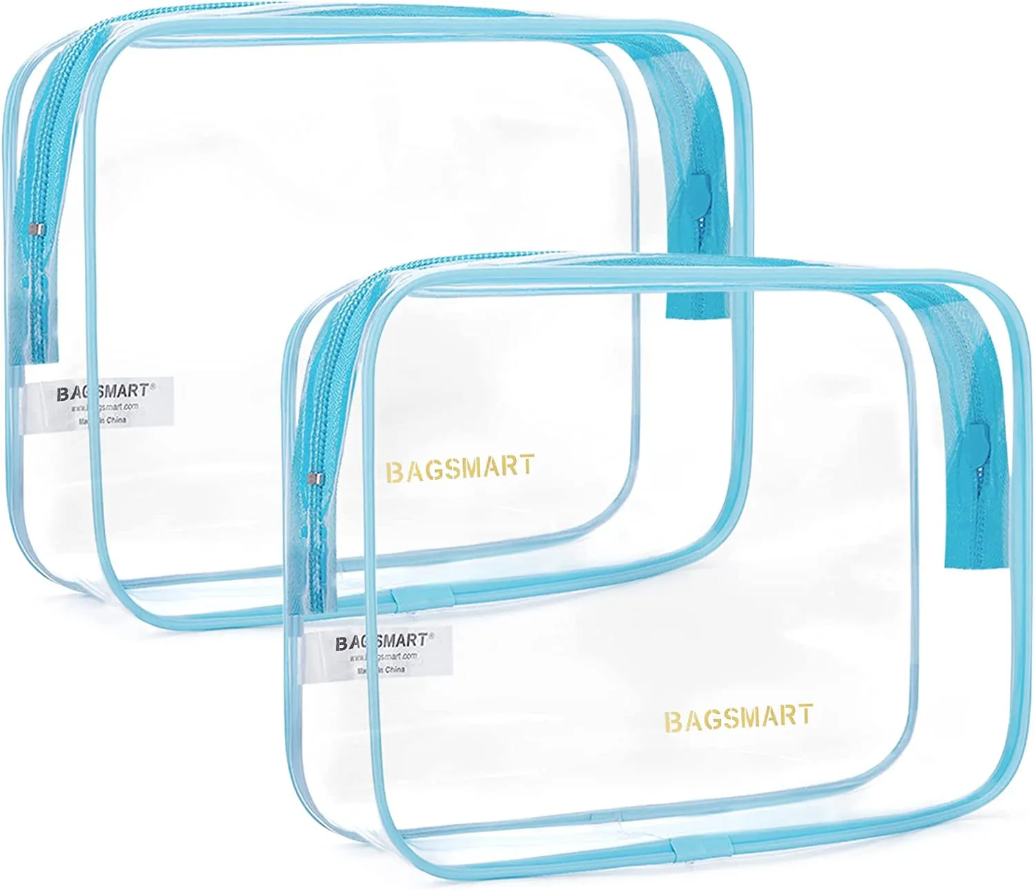 Clear Toiletry Bag, 2 Pack TSA Approved Travel Toiletry Bag Carry on Travel Accessories Bag Airport Airline Quart Size Bags Water Repellent Makeup Cosmetic Bag for Women (Black-2Pcs)