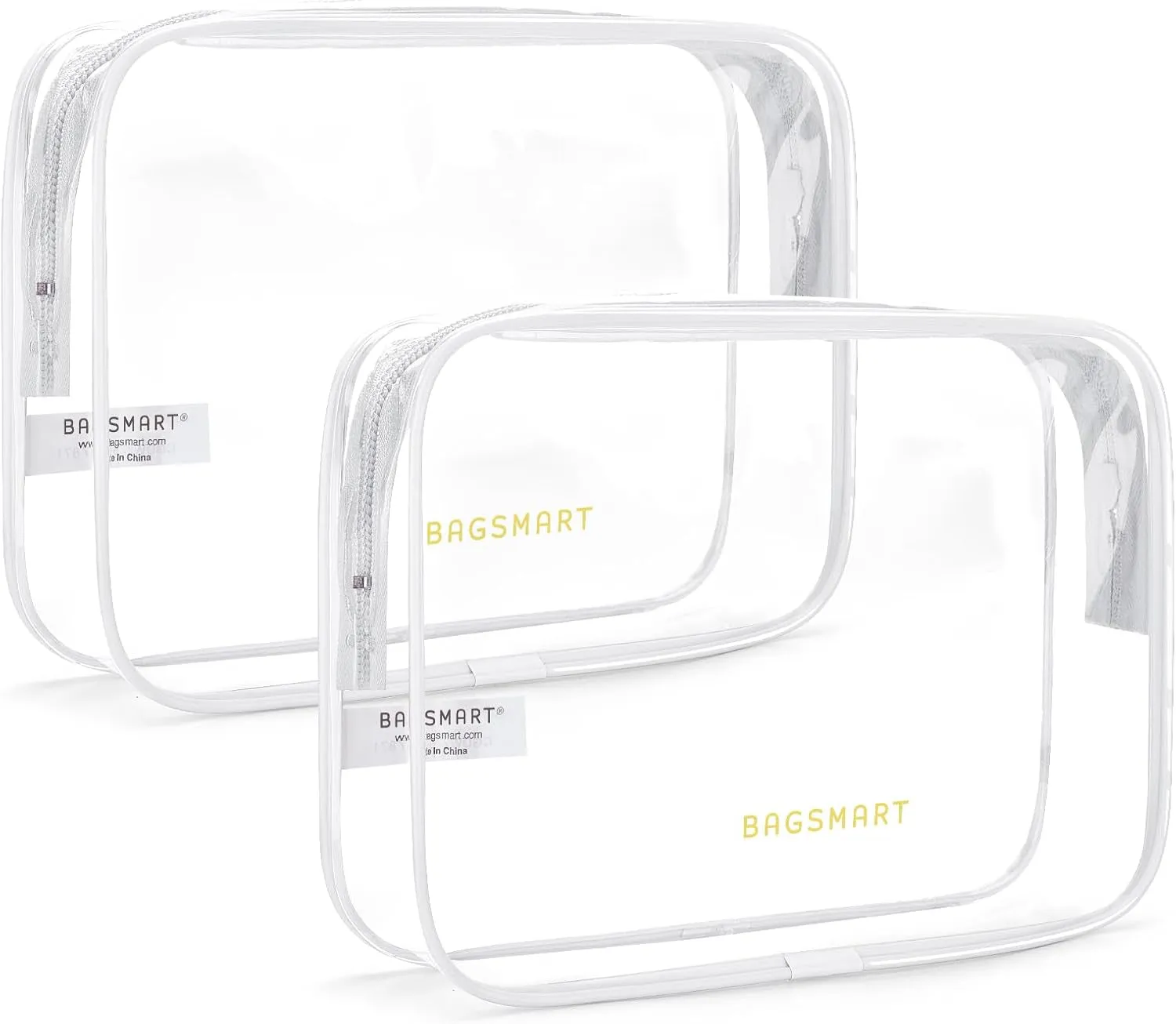 Clear Toiletry Bag, 2 Pack TSA Approved Travel Toiletry Bag Carry on Travel Accessories Bag Airport Airline Quart Size Bags Water Repellent Makeup Cosmetic Bag for Women (Black-2Pcs)