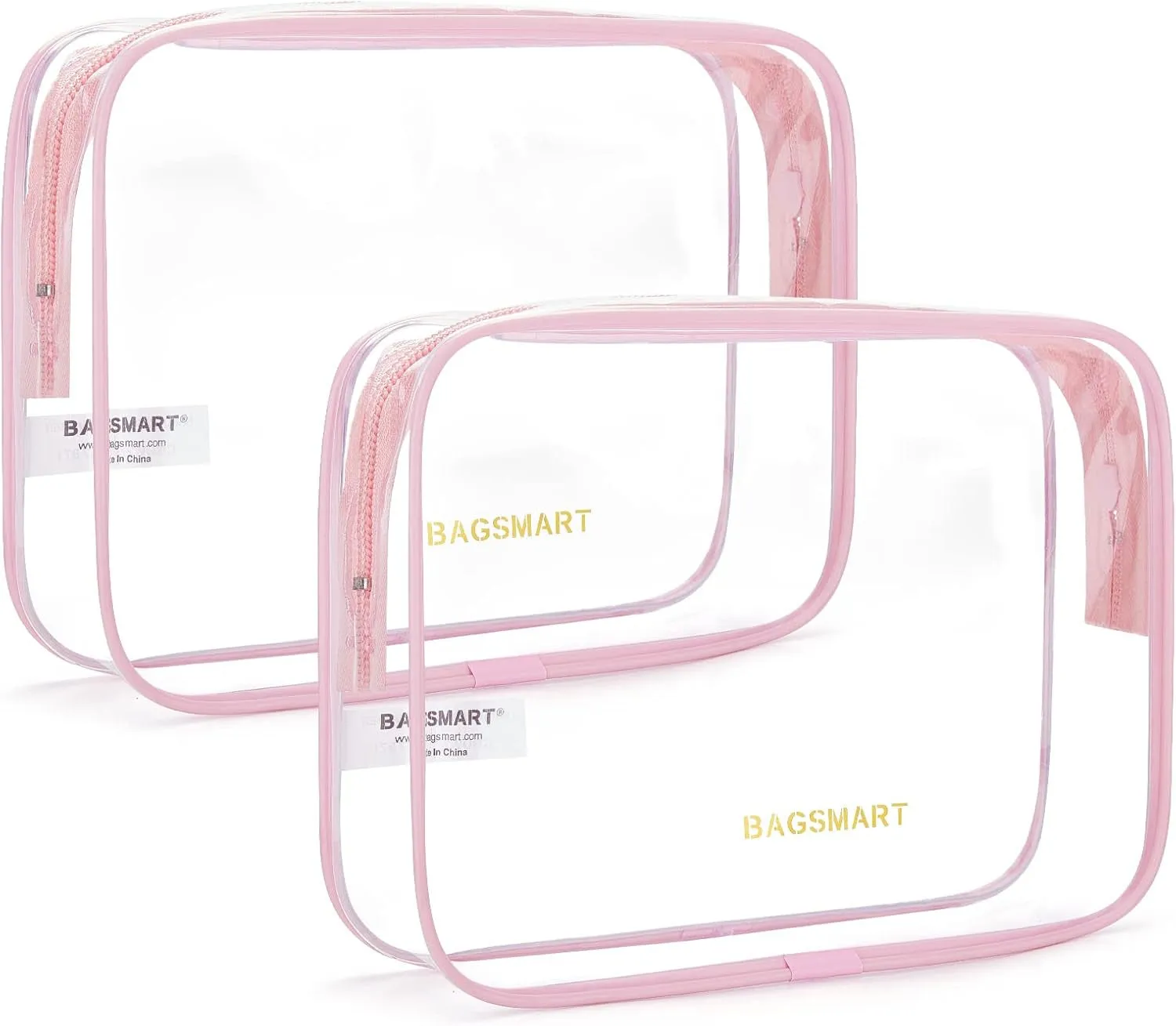 Clear Toiletry Bag, 2 Pack TSA Approved Travel Toiletry Bag Carry on Travel Accessories Bag Airport Airline Quart Size Bags Water Repellent Makeup Cosmetic Bag for Women (Black-2Pcs)