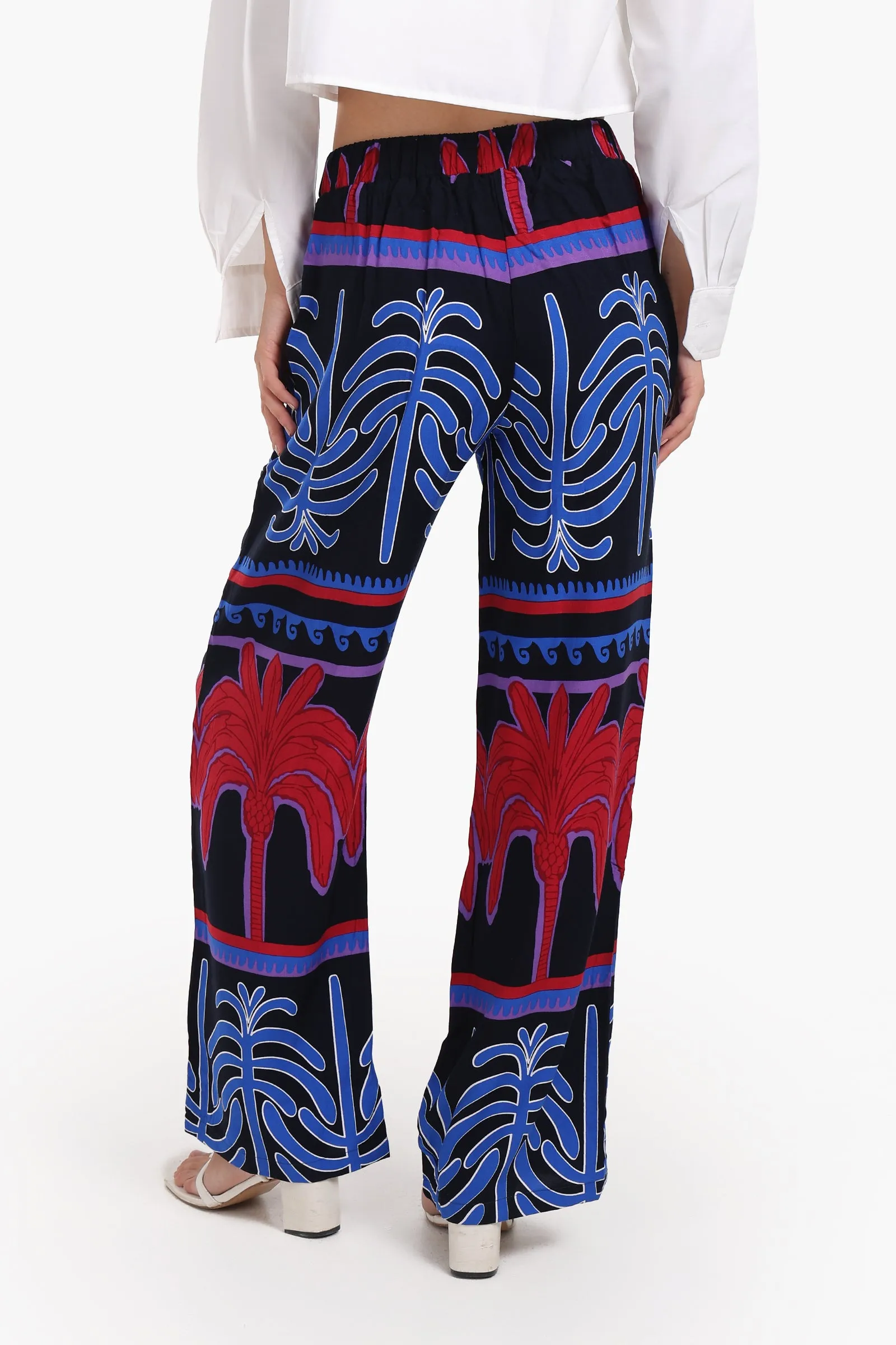 Colored Palm Print Pants