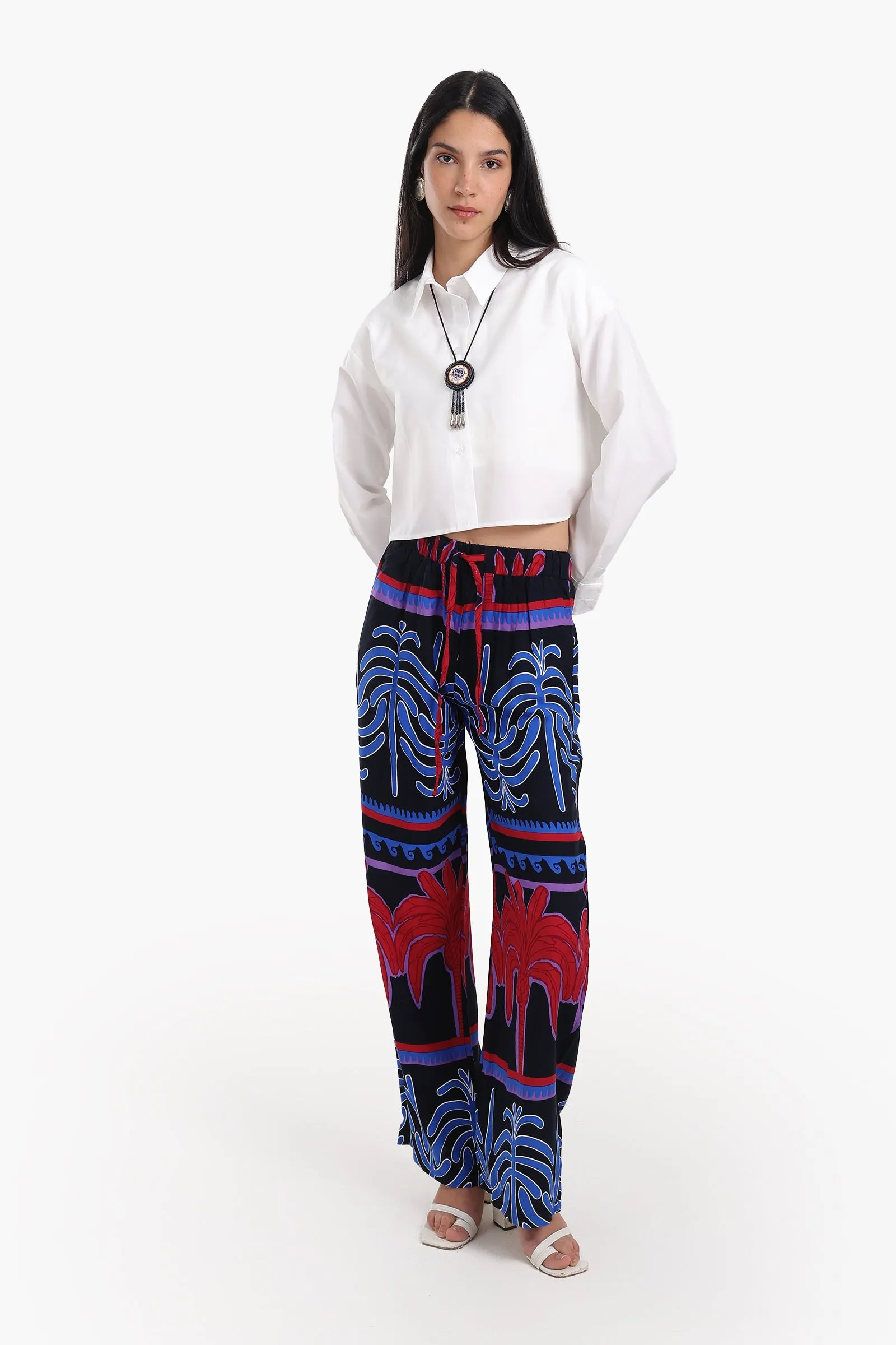 Colored Palm Print Pants