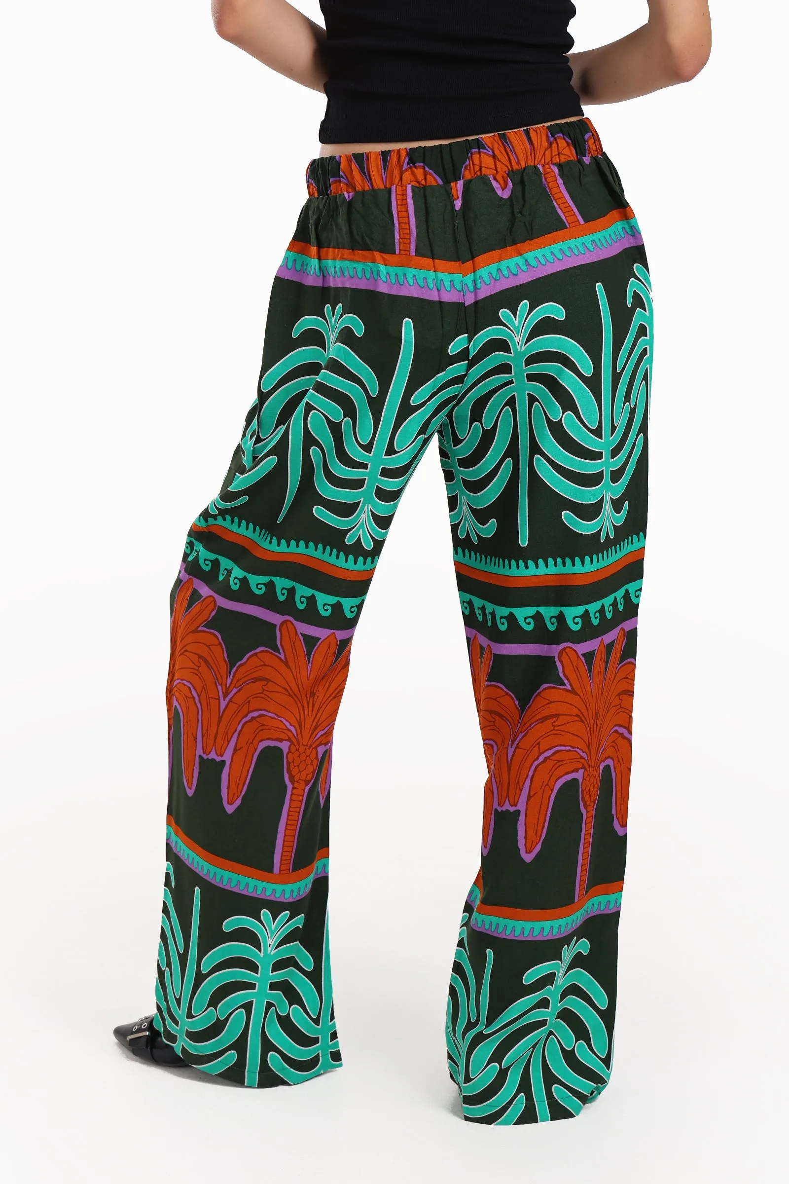 Colored Palm Print Pants