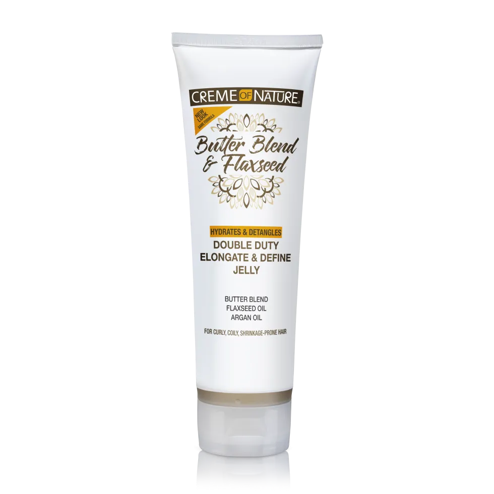 Creme of Nature Butter Blend & Flaxseed Double Duty Elongate & Define Jelly 8.4oz