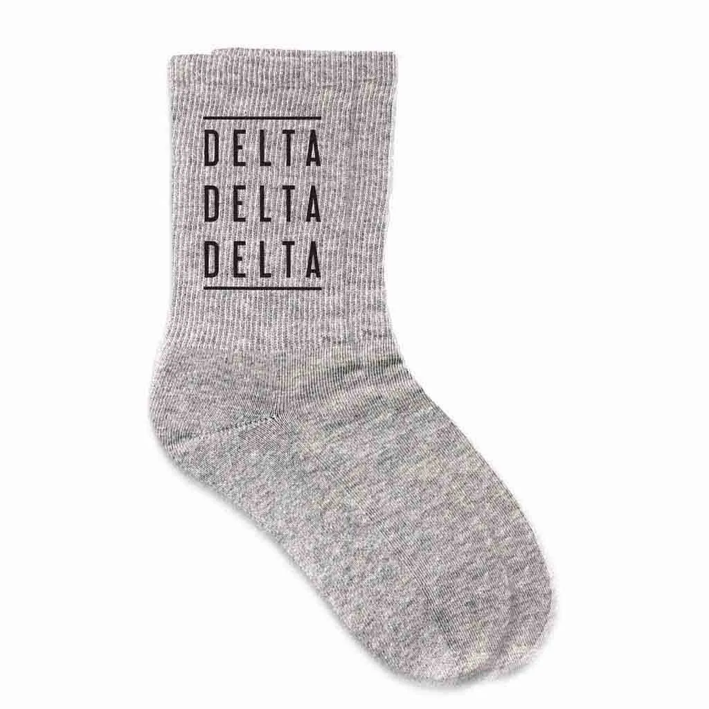 Delta Delta Delta Sorority Crew Socks