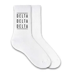 Delta Delta Delta Sorority Crew Socks