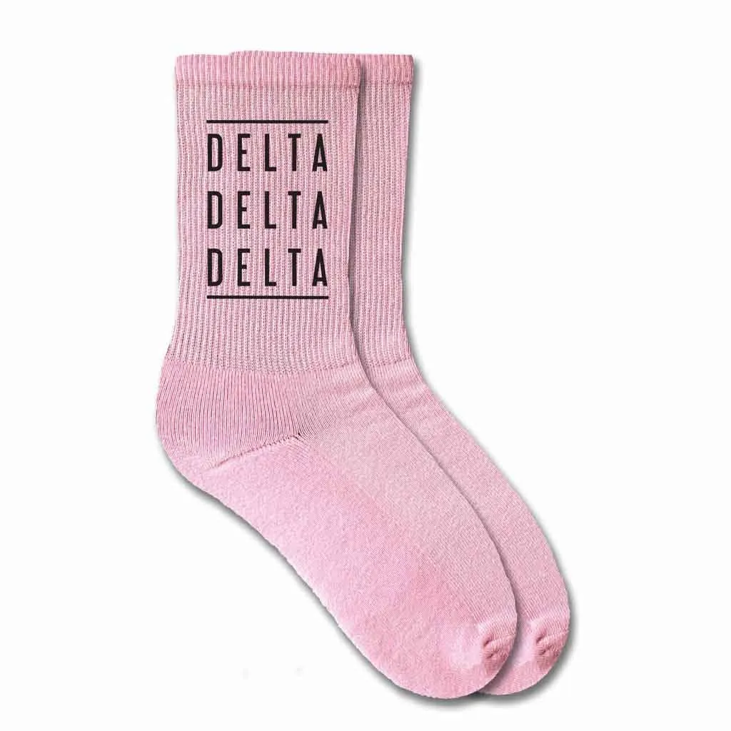 Delta Delta Delta Sorority Crew Socks