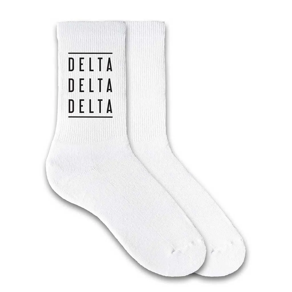 Delta Delta Delta Sorority Crew Socks