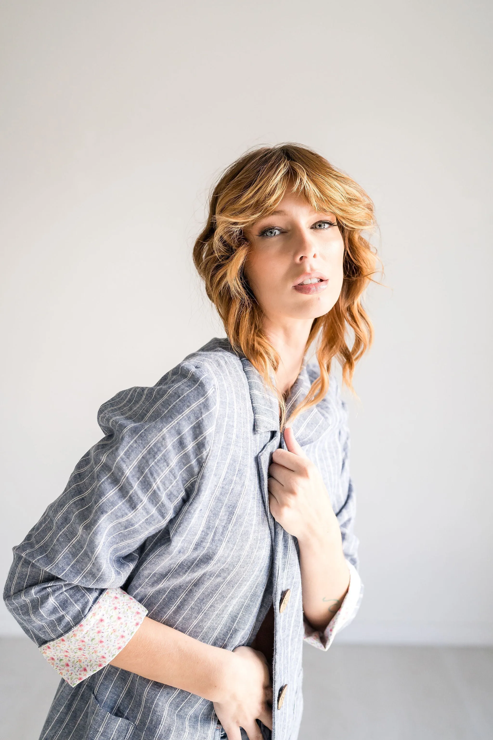 Denim Blue Longline Relaxed Blazer