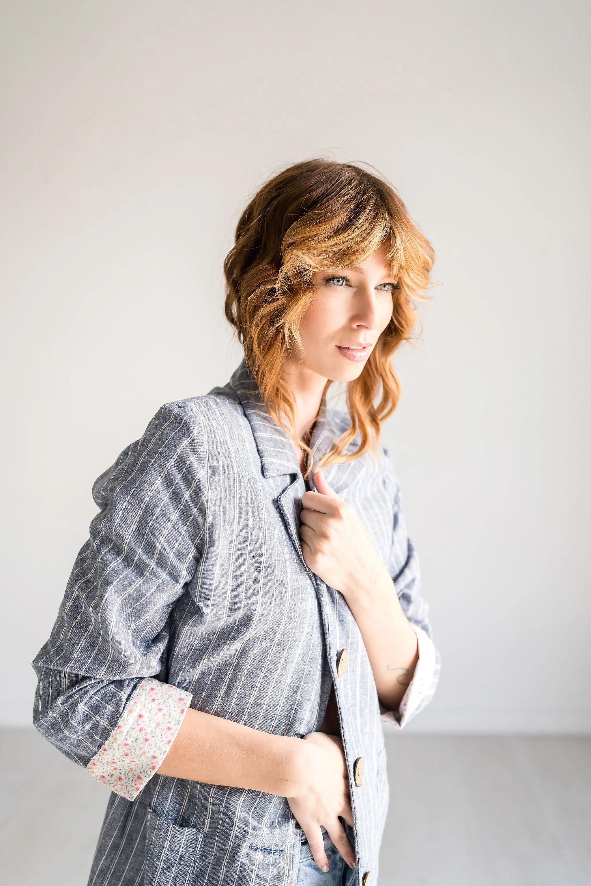 Denim Blue Longline Relaxed Blazer