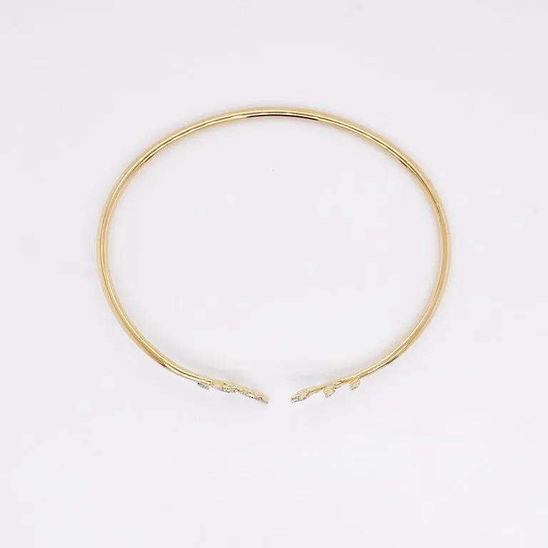 Diamond Leaf Bangle Bracelet