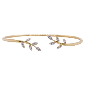 Diamond Leaf Bangle Bracelet