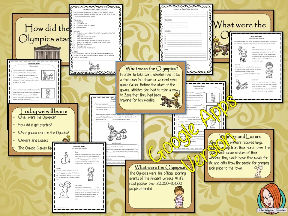 Distance Learning Ancient Greek Olympic Games Complete Google Apps Lesson