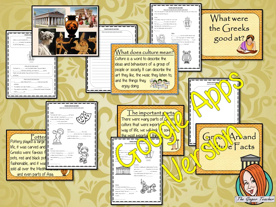Distance Learning Ancient Greeks Art and Culture Complete Google Classroom Lesson