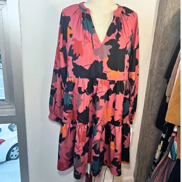 DONNA MORGAN DM Collection Amelia Faded Rose Tiered Flounce Dress Size 6