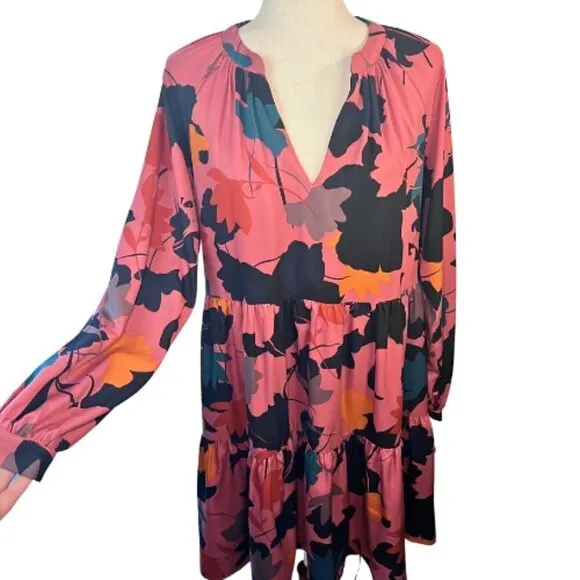 DONNA MORGAN DM Collection Amelia Faded Rose Tiered Flounce Dress Size 6