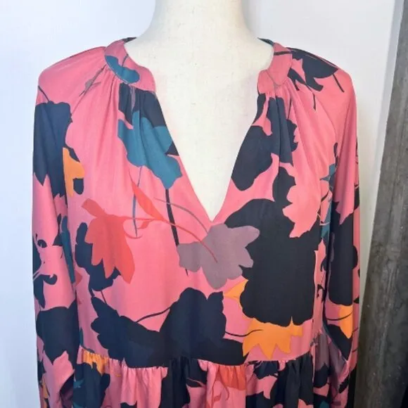 DONNA MORGAN DM Collection Amelia Faded Rose Tiered Flounce Dress Size 6