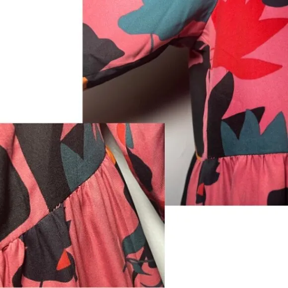 DONNA MORGAN DM Collection Amelia Faded Rose Tiered Flounce Dress Size 6