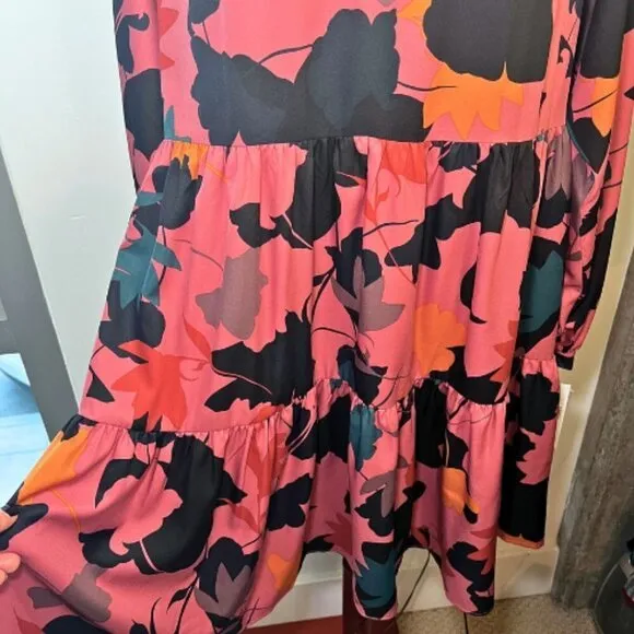 DONNA MORGAN DM Collection Amelia Faded Rose Tiered Flounce Dress Size 6