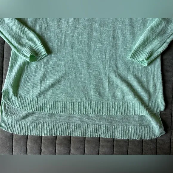 Eileen Fisher Women’s Mint Green Linen Blend Knitted Boat Neck Sweater