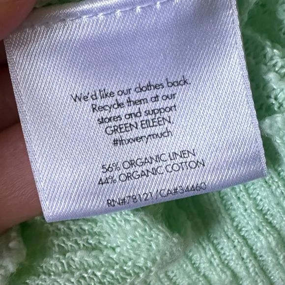 Eileen Fisher Women’s Mint Green Linen Blend Knitted Boat Neck Sweater