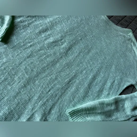 Eileen Fisher Women’s Mint Green Linen Blend Knitted Boat Neck Sweater
