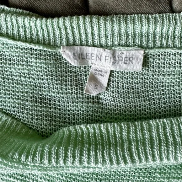 Eileen Fisher Women’s Mint Green Linen Blend Knitted Boat Neck Sweater
