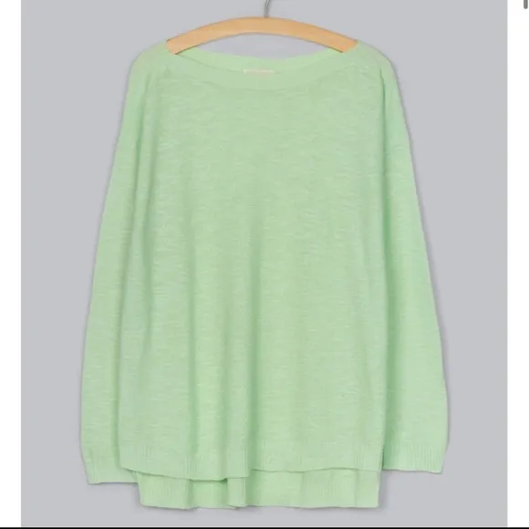 Eileen Fisher Women’s Mint Green Linen Blend Knitted Boat Neck Sweater