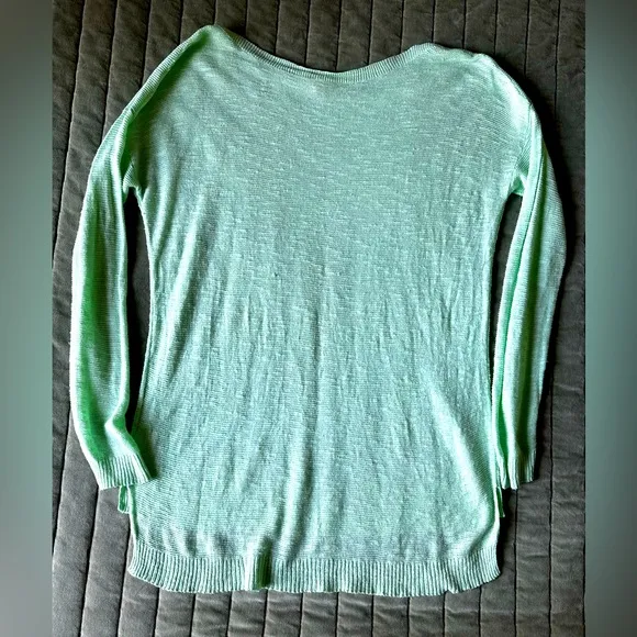 Eileen Fisher Women’s Mint Green Linen Blend Knitted Boat Neck Sweater