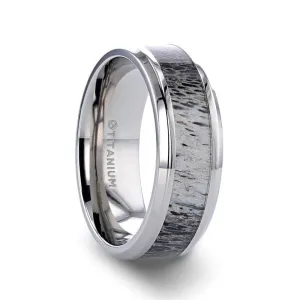ELGIN Polished Beveled Titanium Men's Band With Ombre Deer Antler Inlay - 8mm