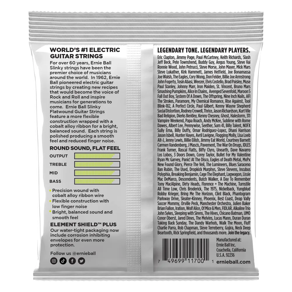 Ernie Ball Regular Slinky Flatwound Electric Guitar Strings - 10 - 46 gauge