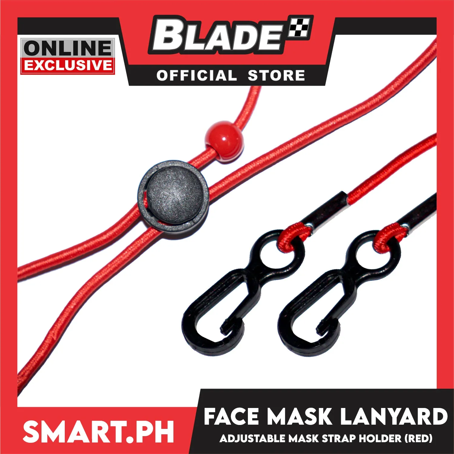 Face Mask Lanyard With Beads And Clip Hook, Adjustable Strap Holder FMH4 (Red) Fashionable Face Necklace Strap for Women And Men