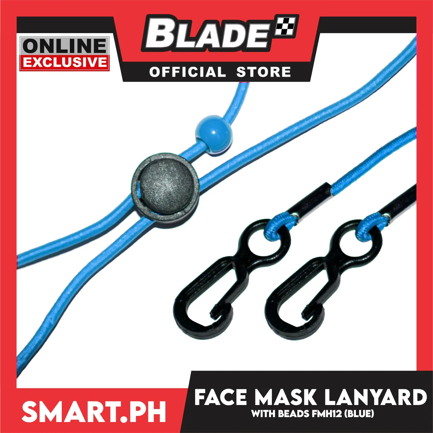 Face Mask Lanyard With Clip And Beads, Adjustable Strap Holder FMH12 (Blue) Fashionable Face Necklace Strap for Women And Men
