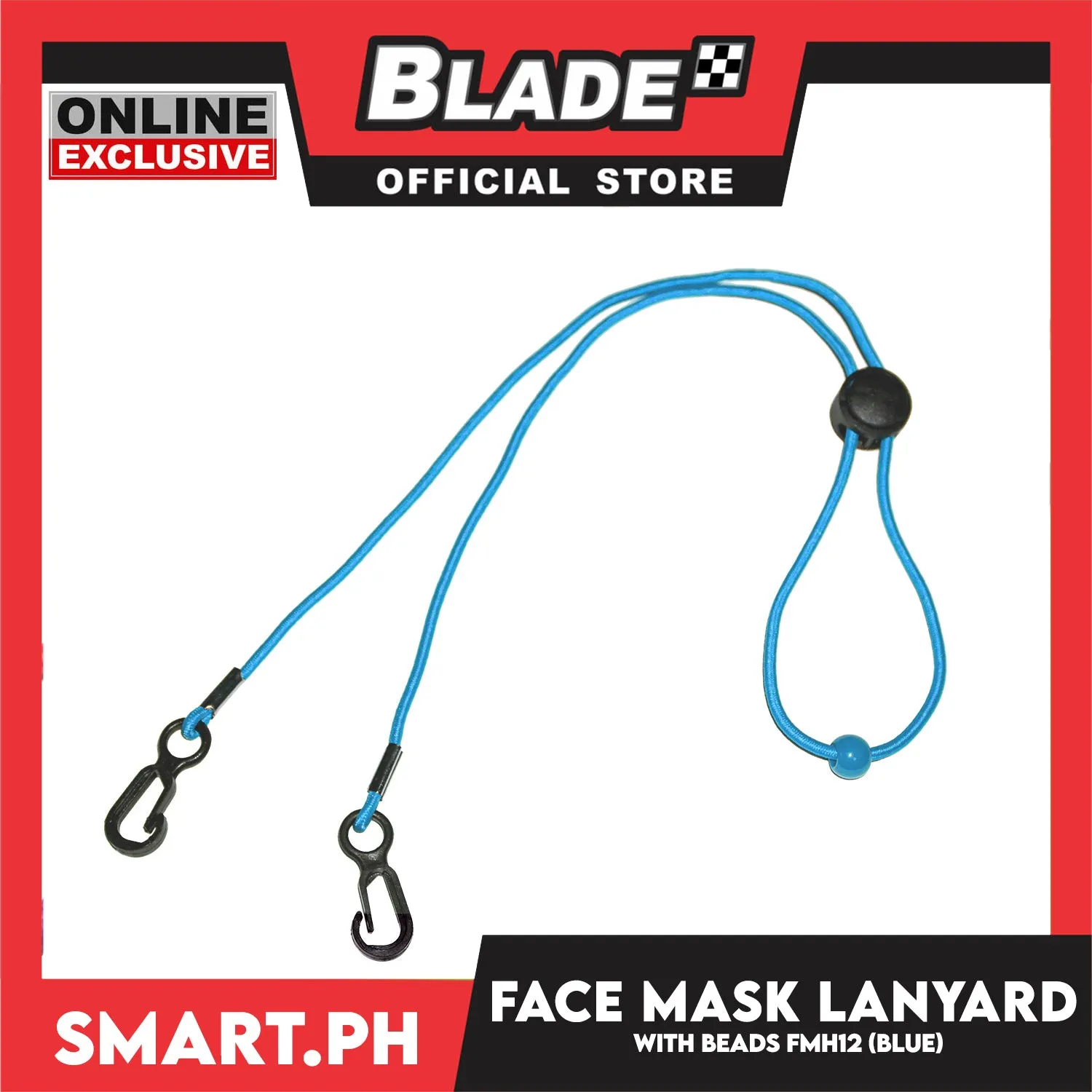 Face Mask Lanyard With Clip And Beads, Adjustable Strap Holder FMH12 (Blue) Fashionable Face Necklace Strap for Women And Men