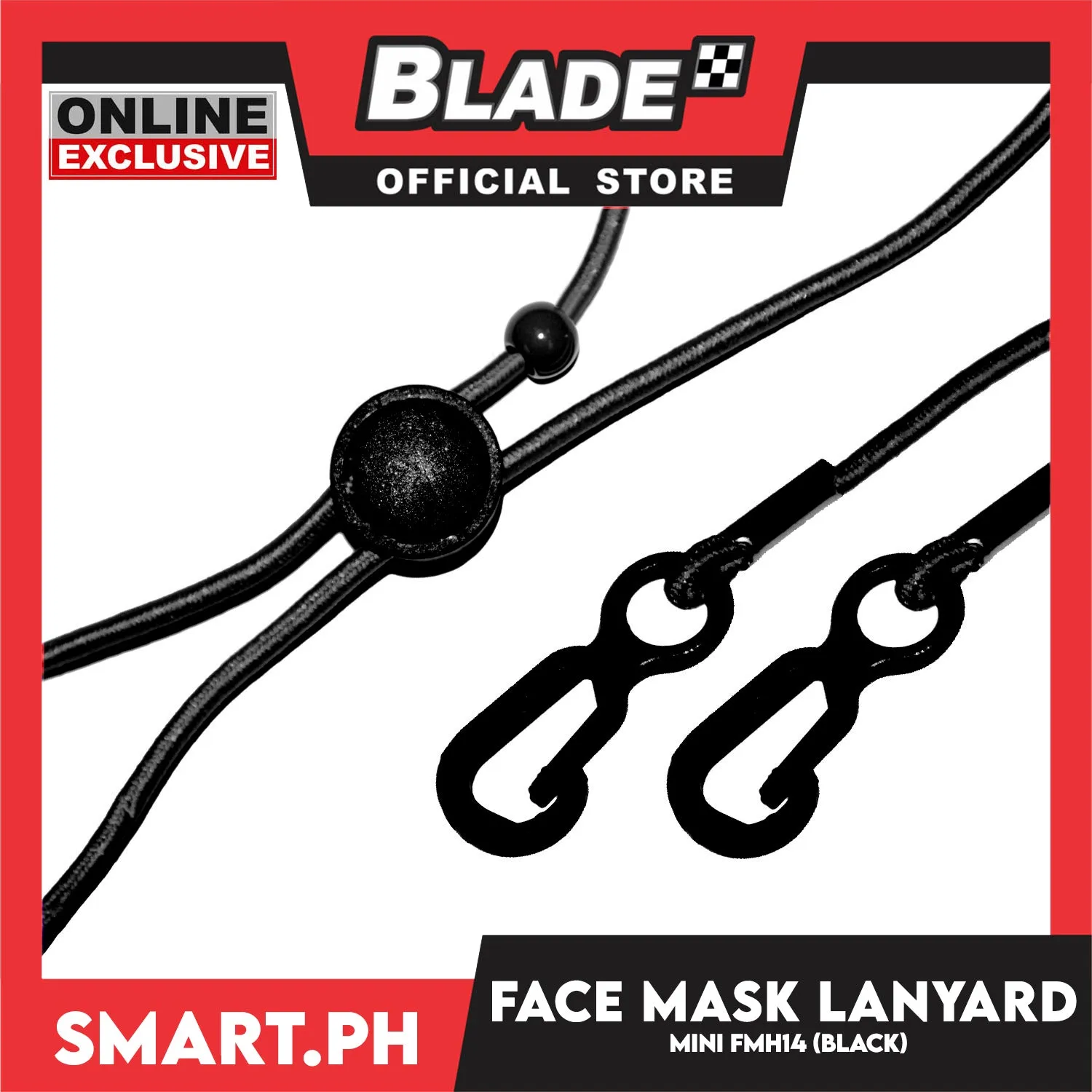 Face Mask Mini Lanyard With Clip And Beads, Adjustable Strap Holder FMH14 (Black) Fashionable Face Necklace Strap for Women And Men
