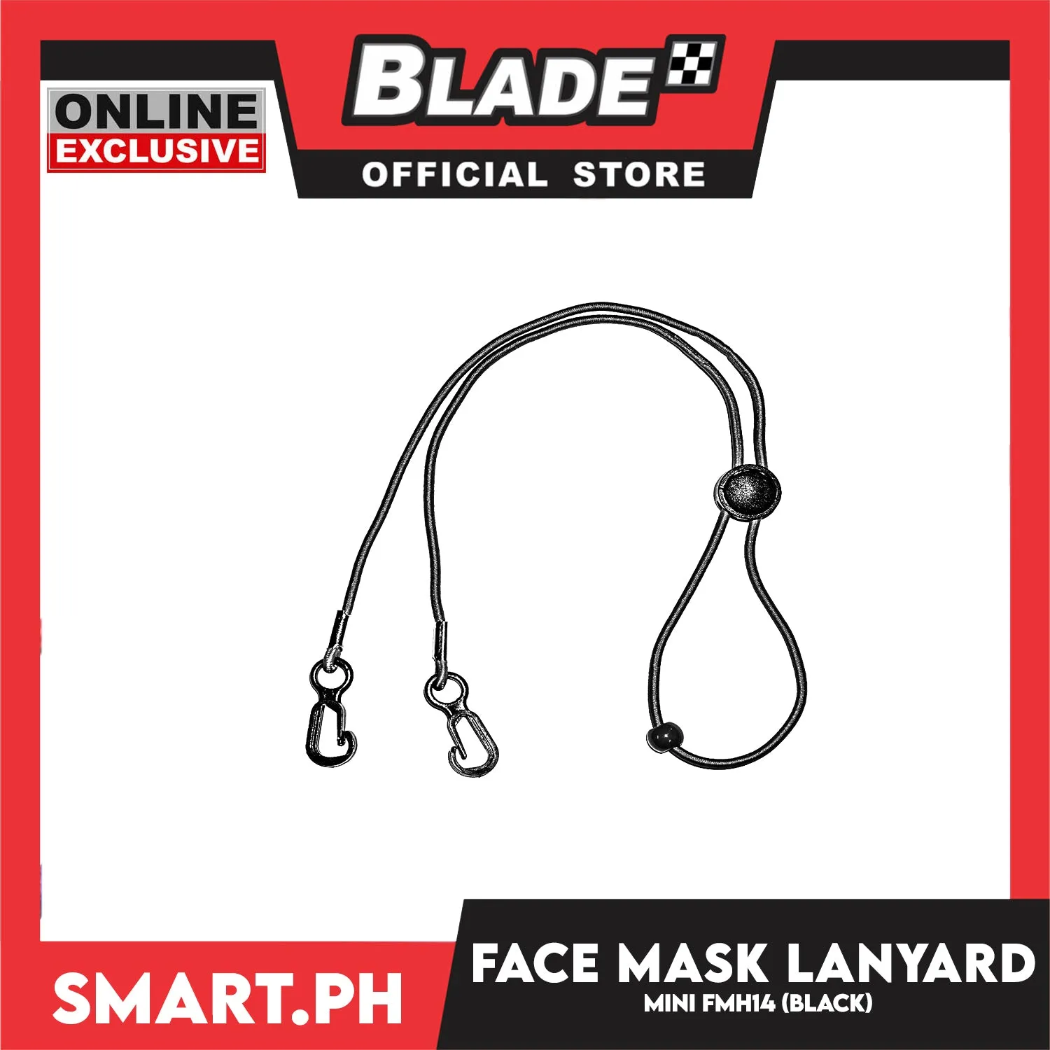 Face Mask Mini Lanyard With Clip And Beads, Adjustable Strap Holder FMH14 (Black) Fashionable Face Necklace Strap for Women And Men