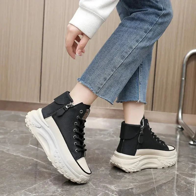 Fashion High Top Ankle Boots for Women 2024 New Comfortable Platform Sneakers Designer Brand Outdoor Casual Shoes Tenis De Mujer