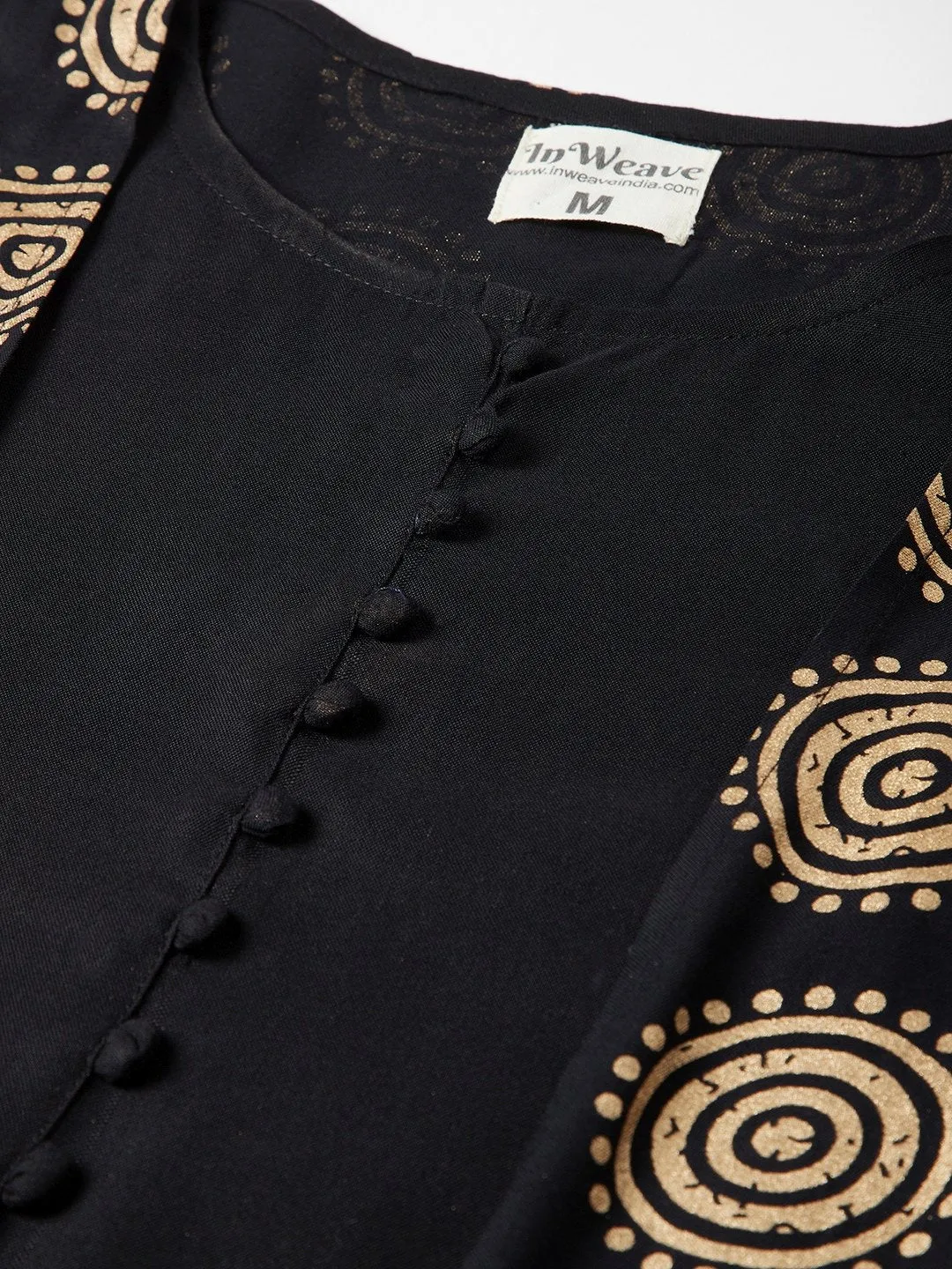 Floor Length Kurta With Jacket In Black & Gold