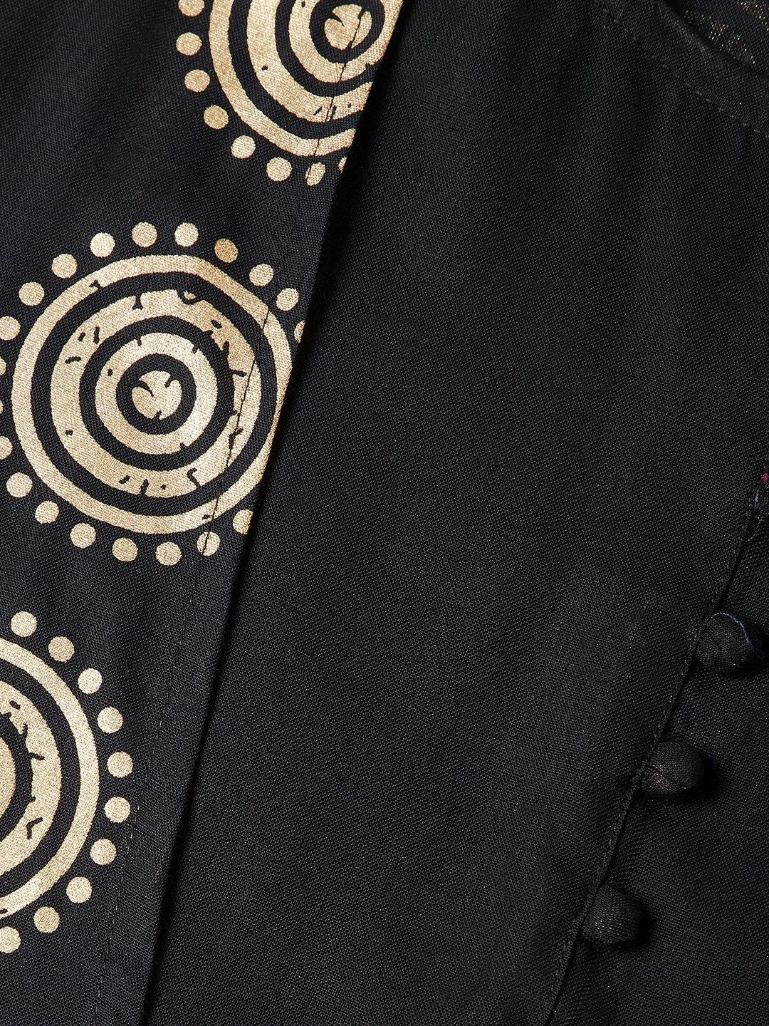Floor Length Kurta With Jacket In Black & Gold