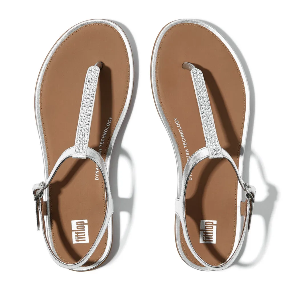 GRACIE Crystal-Mix Leather T-Bar Sandals