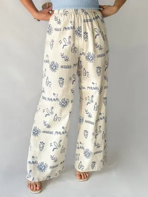 GREEK PANTS - BIEGE & BLUE