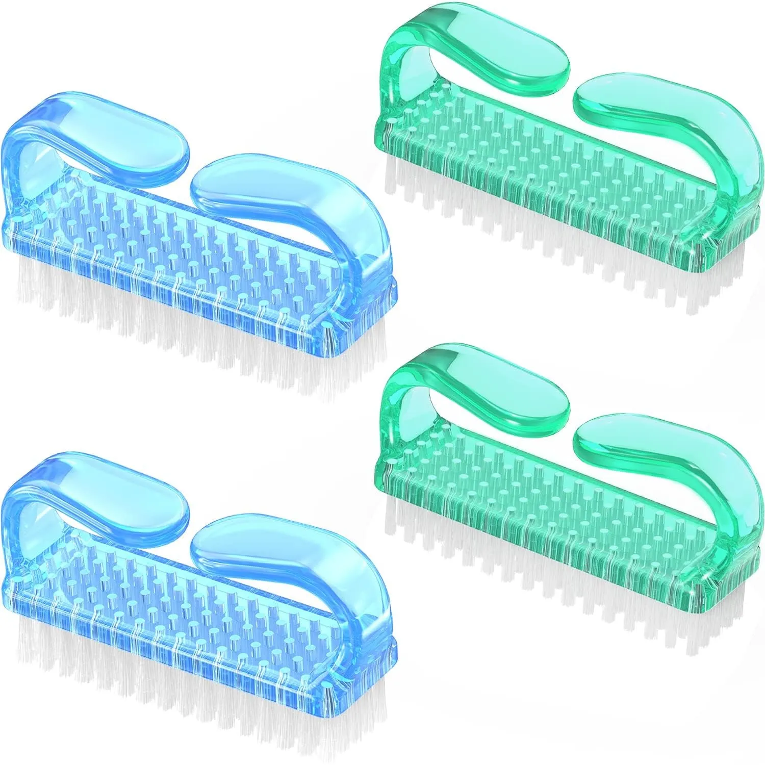 Handle Grip Nail Brush, Hand Fingernail Brush Cleaner Scrubbing Kit Pedicure for Toes and Nails Men Women (4 Pack) (Color-2)