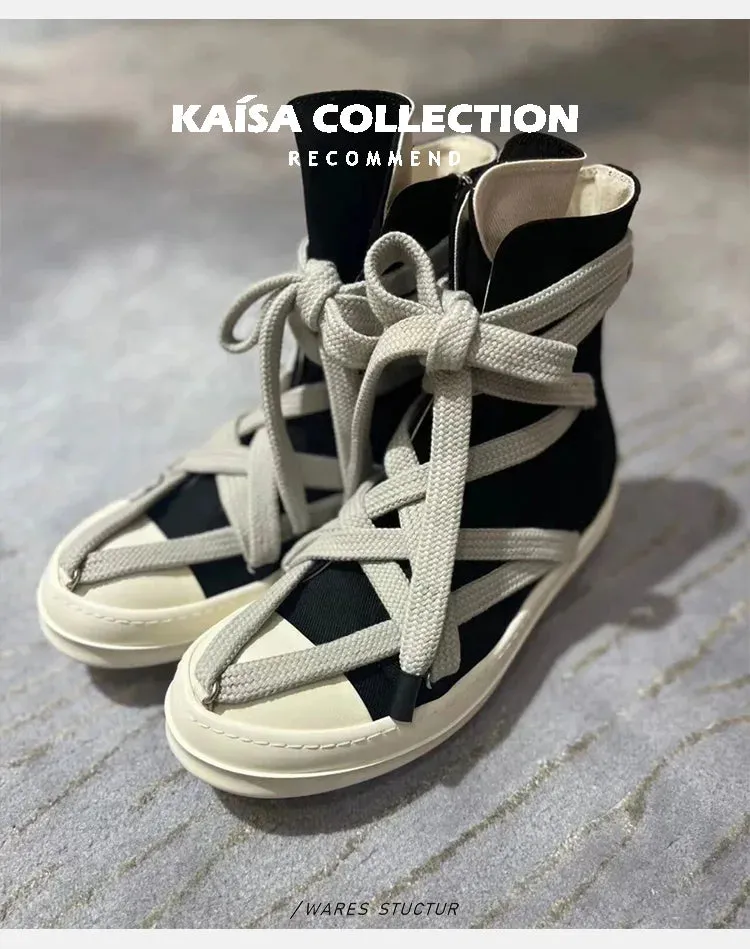 High Top Sneakers Platform Cross-Tied Men’s Casual Boot Shoes – Women Sneakers Designed Casual Flats Ankle Botas