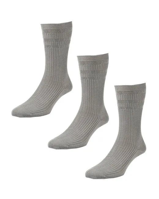 HJ Hall Softop Cotton Socks 3 Pack (grey)