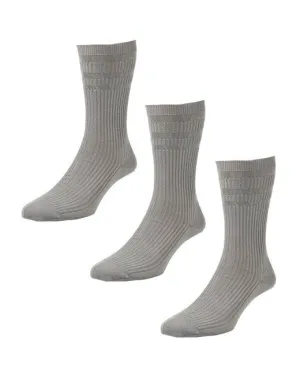 HJ Hall Softop Cotton Socks 3 Pack (grey)