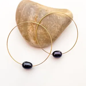 Hula Hoop Earrings Blue Pearl