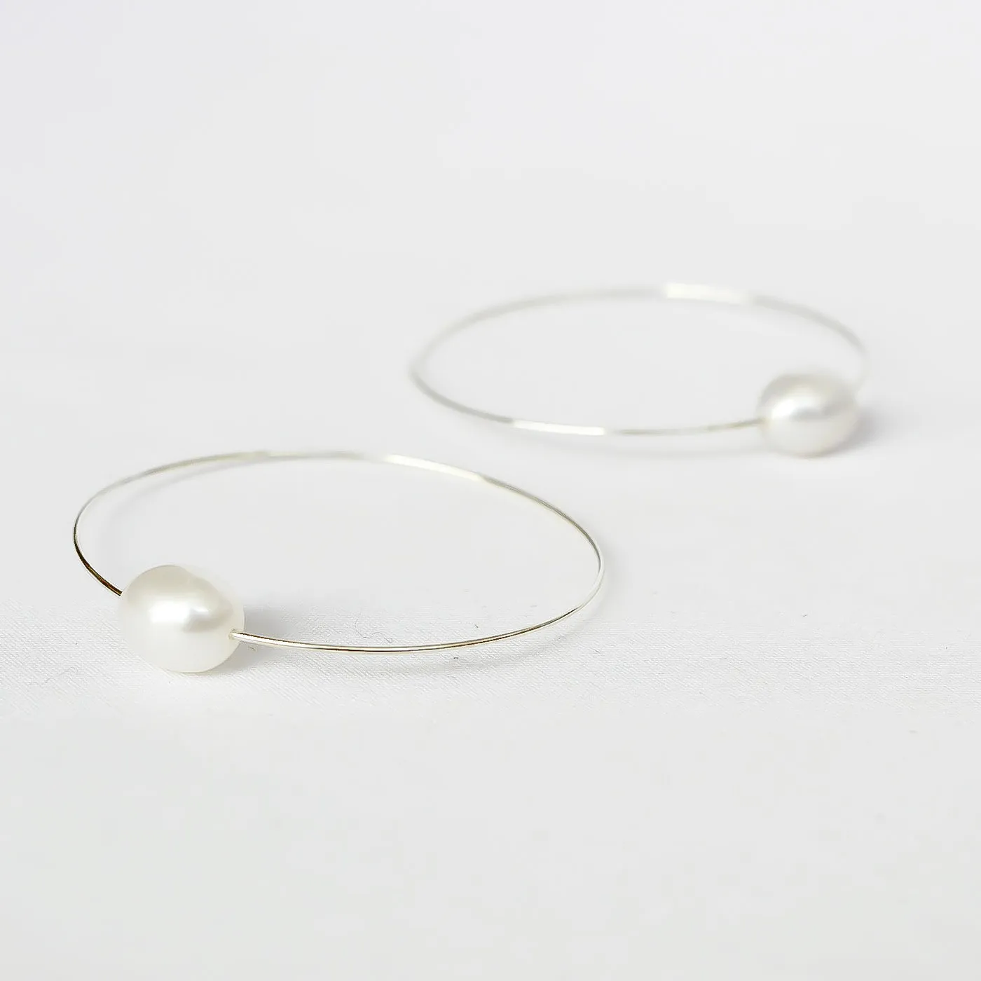Hula Hoop Earrings White