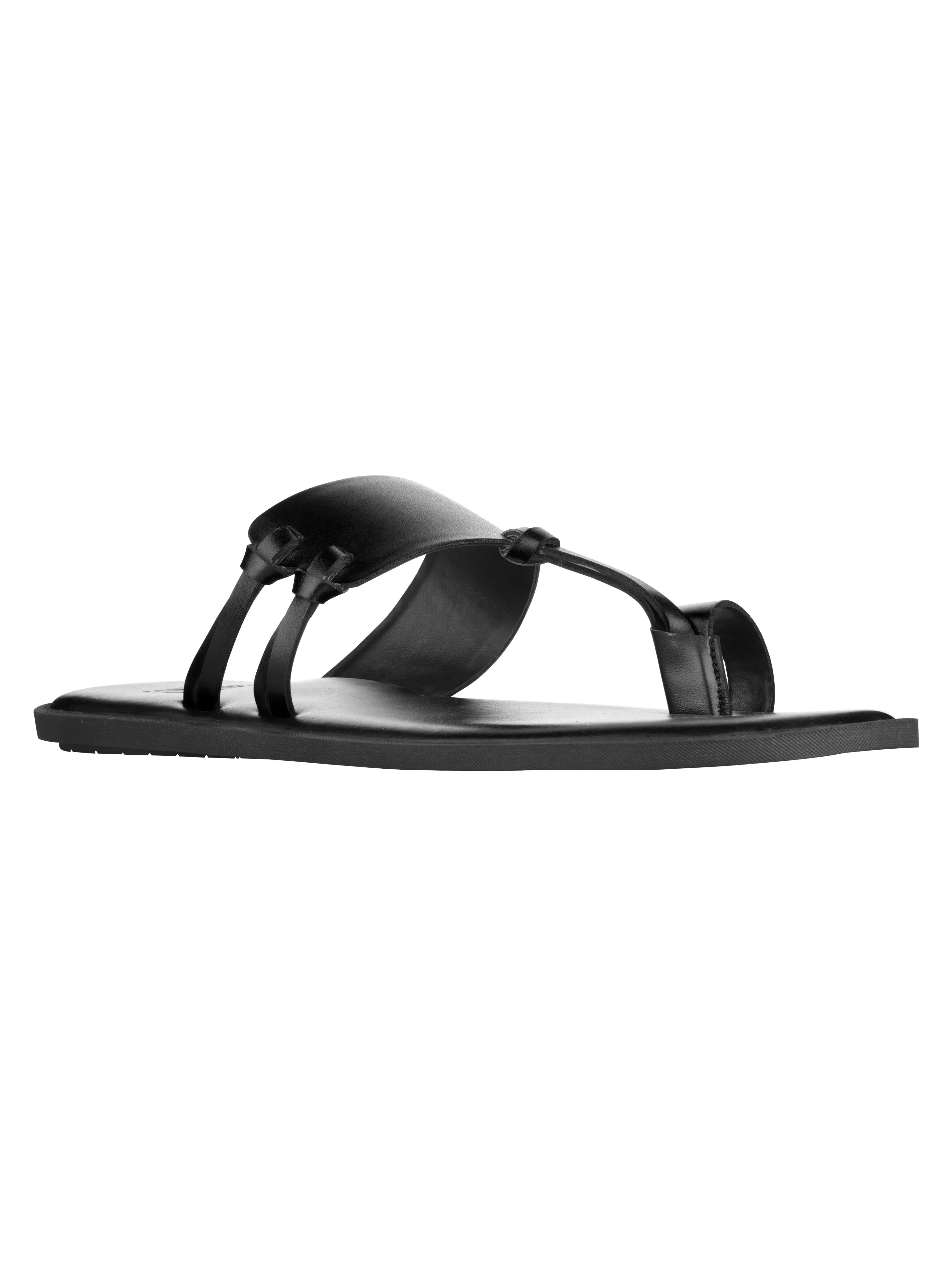 Indy Black Kolhapuri Slippers For Men