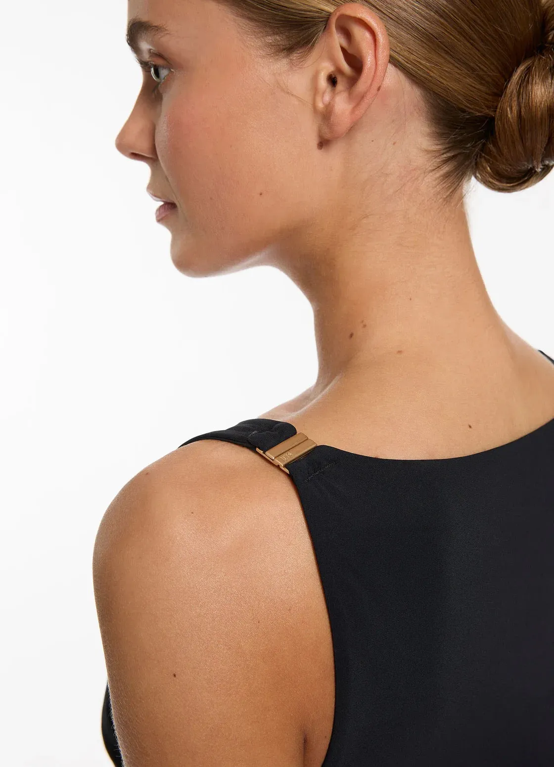 Jetset Boat Neck One Piece Black