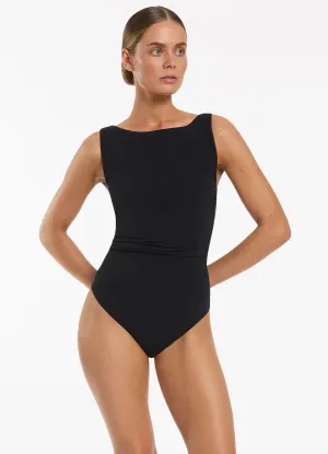 Jetset Boat Neck One Piece Black